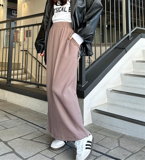 GeeRA（ジーラ）の「【着回し力◎】楽ちんすっきり見え！リブロングスカート（ロングスカート）」｜詳細画像