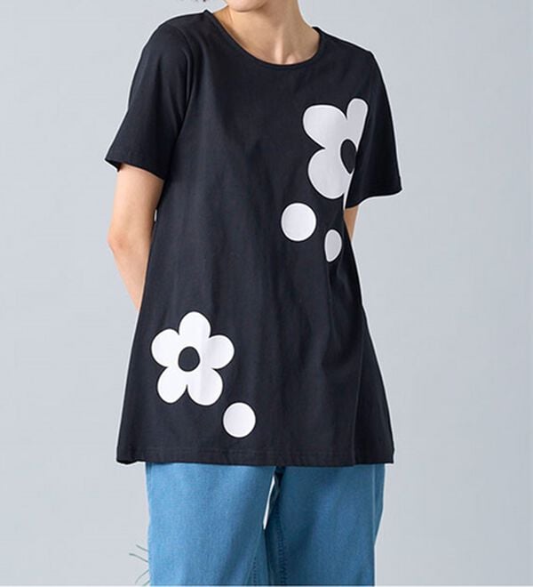 BELLUNA（ベルーナ）の「ひんやリッチコットン大人のプリントロング丈Ｔシャツ（カットソー）」｜詳細画像