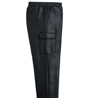 「レザー調カーゴパンツ（メンズフルレングスパンツ）」｜ブラック