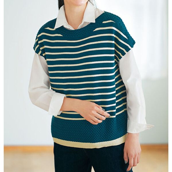 BELLUNA（ベルーナ）の「綿１００％ボーダーベストアンサンブル（アンサンブル）」｜詳細画像