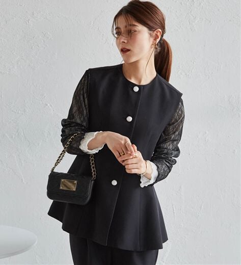 PaDD ペプラムダウンベスト ブラック 収納袋つき MPaDD ペプラムダウン