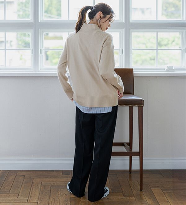 BELLUNA（ベルーナ）の「トレーナーがカジュアルすぎる方に！洗えるリブハイネックニット（ニット・セーター）」｜詳細画像