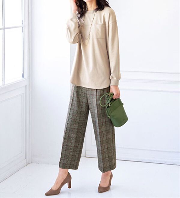 BELLUNA（ベルーナ）の「ストレッチ素材ベルト付ワイドパンツ（ワイドパンツ・ガウチョ）」｜詳細画像