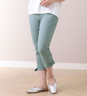 BELLUNA（ベルーナ）の「美脚ストレッチ裾リボンクロップドパンツ（クロップドパンツ）」｜セージ