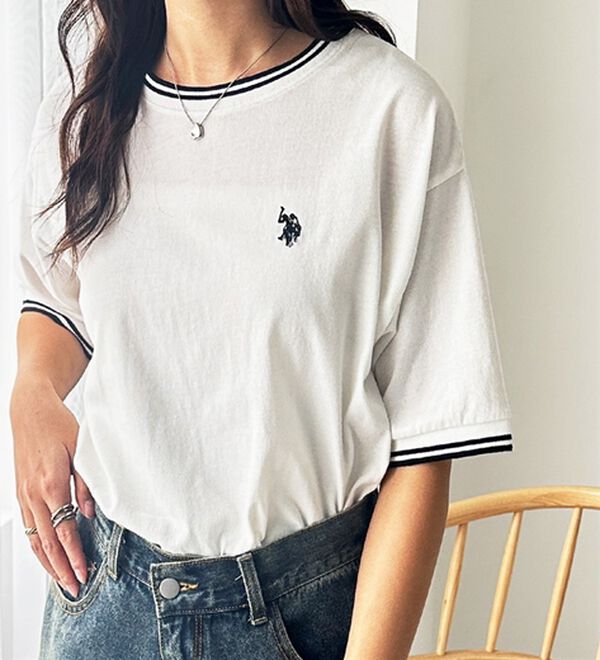 GeeRA（ジーラ）の「【ＵＳ．ＰＯＬＯ．ＡＳＳＮ】ライン配色Ｔシャツ（Tシャツ）」｜詳細画像