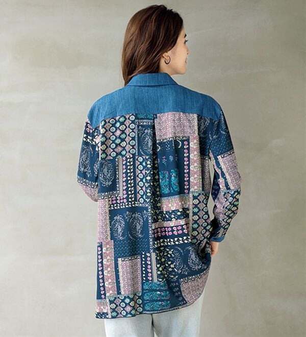 ルフラン（ルフラン）の「華やか柄シャツチュニック（シャツ）」｜詳細画像
