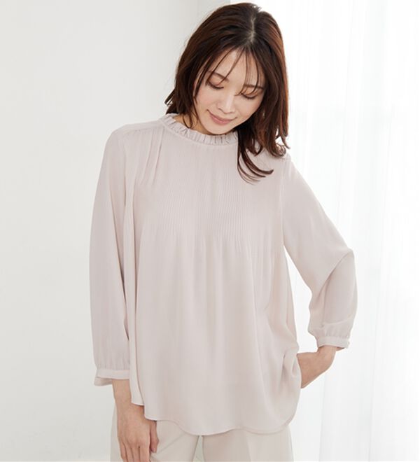 BELLUNA（ベルーナ）の「【新色追加】〈セレモニースタイル〉細プリーツデザインブラウス（ブラウス）」｜詳細画像
