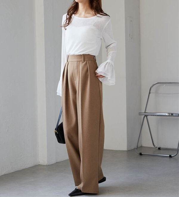 RANAN（ラナン）の「ウール調２タックワイドパンツ（フルレングスパンツ）」｜詳細画像