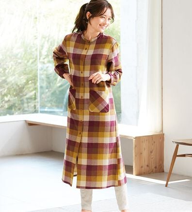 「綿１００％ふんわり柔か微起毛ルームワンピ（パジャマ・ルームウェア）」