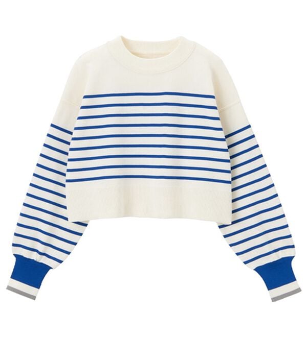 GeeRA（ジーラ）の「さらっと素材パネルボーダーショートニット（ニット・セーター）」｜詳細画像