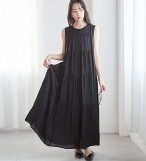 RANAN（ラナン）の「ティアードデザインワンピ（その他ワンピース）」｜ブラック