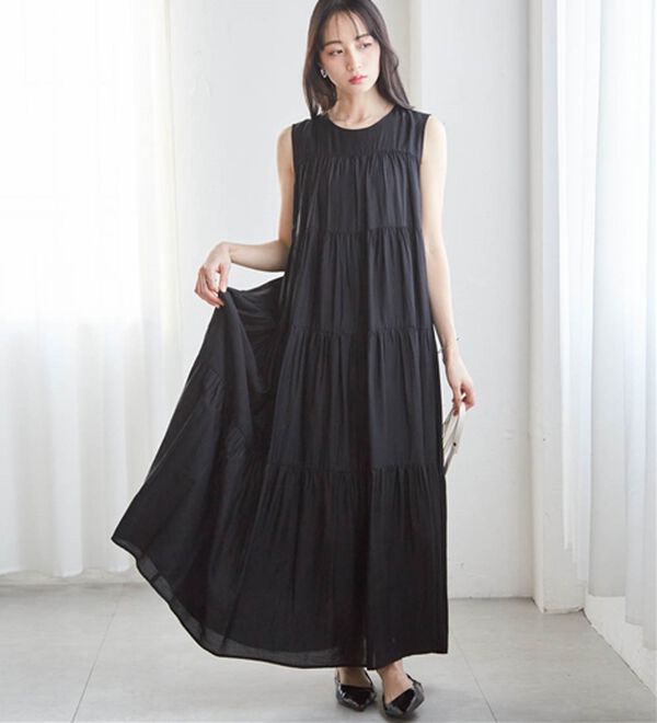 RANAN（ラナン）の「ティアードデザインワンピ（その他ワンピース）」｜ブラック