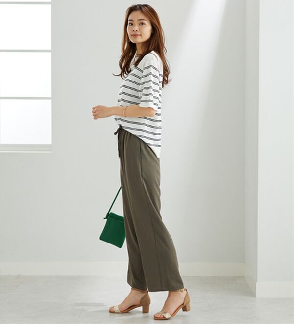 BELLUNA（ベルーナ）の「【快適Ｌａｂ．】お手入れ楽々ビンテージ調素材ワイドパンツ（ワイドパンツ・ガウチョ）」｜詳細画像