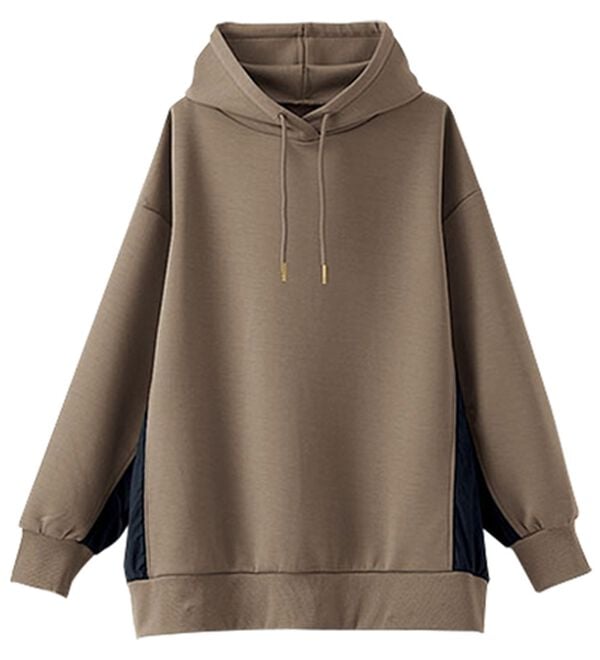 BELLUNA（ベルーナ）の「フード付き異素材切替細見えプルオーバー（カットソー）」｜詳細画像