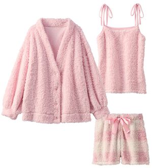 YU'NOW（ユナウ）の「モールニット風ルームウェア３点セット（パジャマ・ルームウェア）」｜ピンク