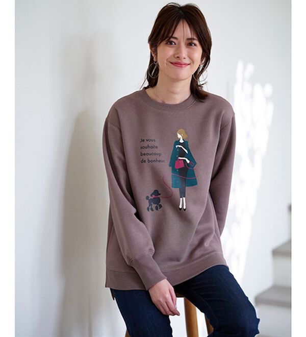 BELLUNA（ベルーナ）の「【毛玉になりにくい】あったかキレイ！大人のプリントトレーナー（トレーナー・スウェット）」｜詳細画像