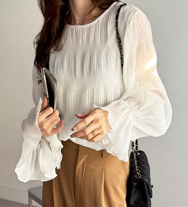 GeeRA（ジーラ）の「シアーシャーリングキャンディー袖ブラウス（ブラウス）」｜詳細画像