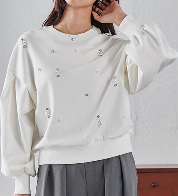 RANAN（ラナン）の「ビジュー使いボリューム袖プルオーバー（カットソー）」｜詳細画像