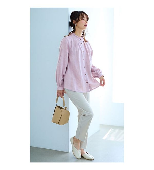 BELLUNA（ベルーナ）の「オーガニックコットンダブルガーゼブラウス（ブラウス）」｜詳細画像