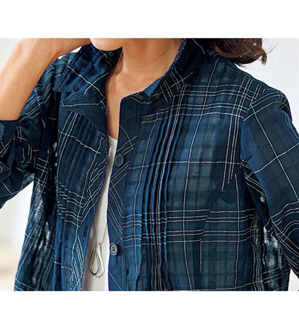 BELLUNA（ベルーナ）の「夏に頼れる一枚！先染めサッカー素材チェックデザインジャケット（その他ジャケット）」｜詳細画像