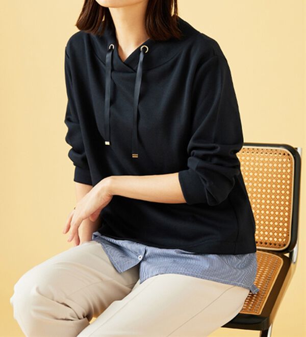 BELLUNA（ベルーナ）の「ワイドネックデザインシャツ切替チュニック（チュニック）」｜詳細画像