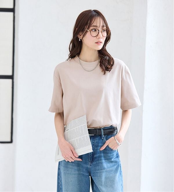 BELLUNA（ベルーナ）の「【汗ジミ対策◎】＜エアリーアイスコットン＞オーバーサイズＴシャツ【選べる袖丈】（カットソー）」｜詳細画像