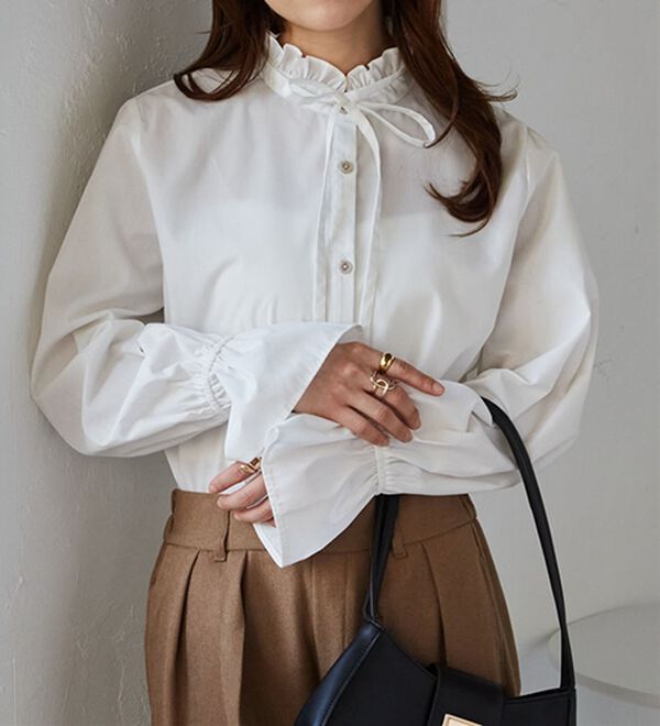 RANAN（ラナン）の「プチフリルリボン付きブラウス（ブラウス）」｜詳細画像