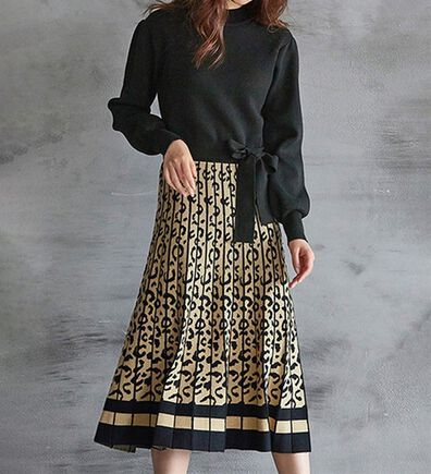 RANAN（ラナン）の「ヒョウ柄ジャカードニットワンピース（ニットワンピース）」