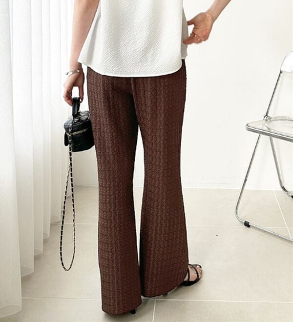 GeeRA（ジーラ）の「レース見えセミフレアイージーパンツ（フルレングスパンツ）」｜詳細画像