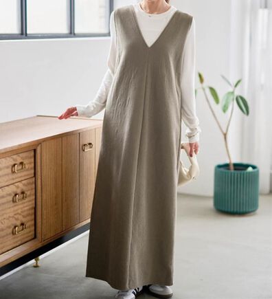 RANAN（ラナン）の「あったか裏ベロアニットコールジャンパースカート（ジャンパースカート）」