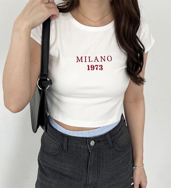 GeeRA（ジーラ）の「刺しゅうロゴコンパクトＴシャツ（カットソー）」｜詳細画像