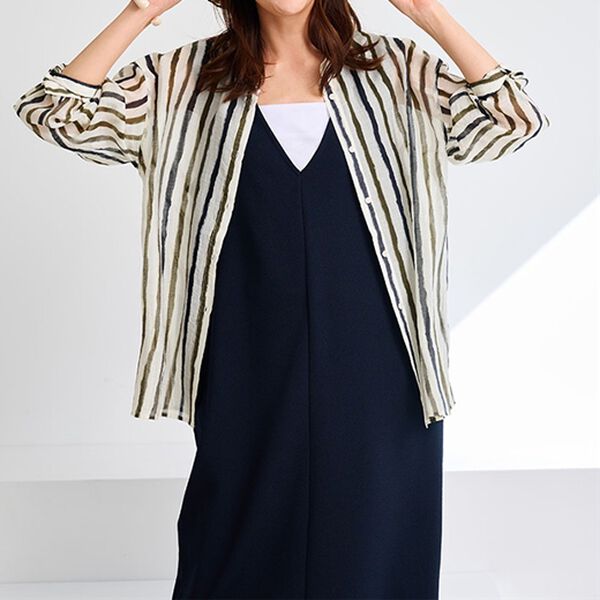 RANAN（ラナン）の「配色ストライプシャツ（シャツ）」｜モノトーン系