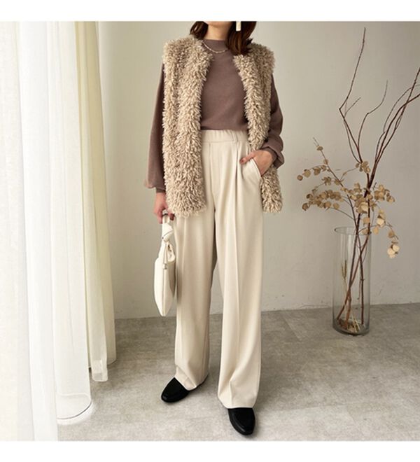 GeeRA（ジーラ）の「美脚魅せタックワイドスラックスパンツ（ワイドパンツ・ガウチョ）」｜詳細画像