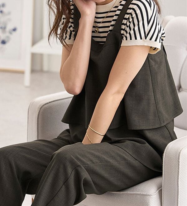 BELLUNA（ベルーナ）の「サラリ麻調素材ビスチェセットアップ（セットアップ）」｜詳細画像