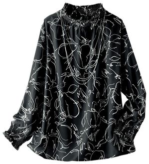 BELLUNA（ベルーナ）の「洋ナシ風プリントシャーリング使いブラウス（ブラウス）」｜詳細画像