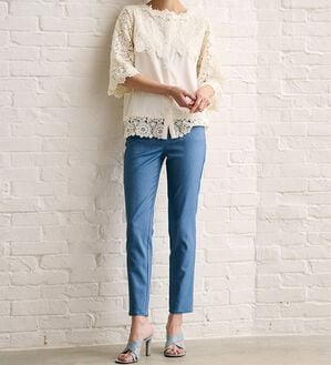 RANAN（ラナン）の「【4つの機能付】美脚アンクルパンツ（フルレングスパンツ）」｜デニム調ブルー