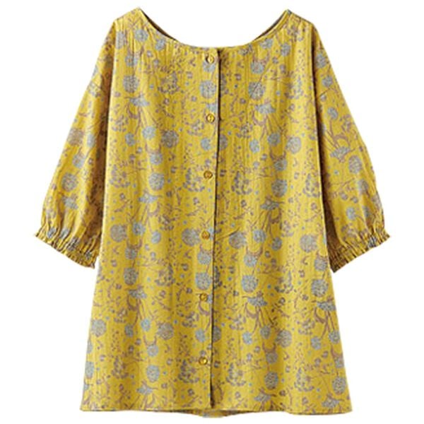 BELLUNA（ベルーナ）の「綿１００％花柄２ｗａｙブラウス（ブラウス）」｜詳細画像