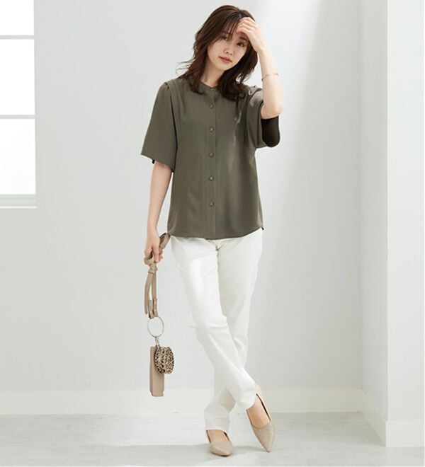 BELLUNA（ベルーナ）の「【快適Ｌａｂ．】お手入れ楽々ビンテージ調素材ブラウス（ブラウス）」｜詳細画像