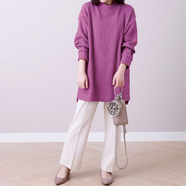 BELLUNA（ベルーナ）の「ジャカード素材肩ボタン使いチュニック（チュニック）」｜詳細画像