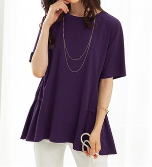 BELLUNA（ベルーナ）の「ヒンヤリ！サイドギャザー使いチュニック（チュニック）」｜パープル