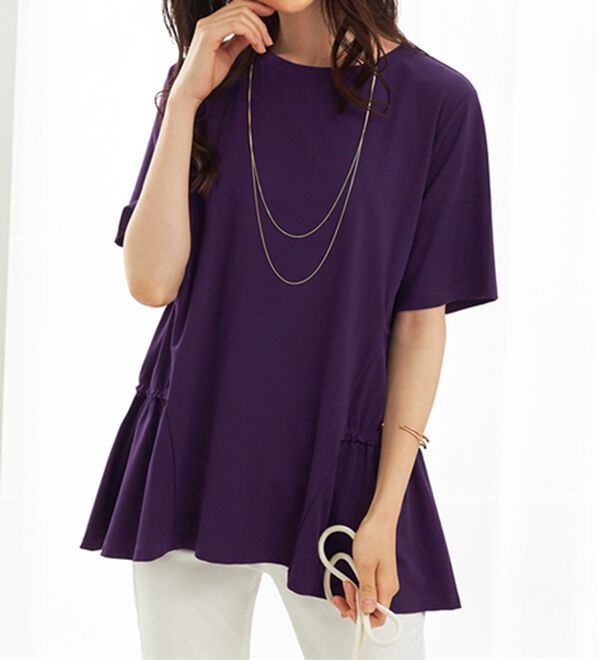 BELLUNA（ベルーナ）の「ヒンヤリ！サイドギャザー使いチュニック（チュニック）」｜パープル