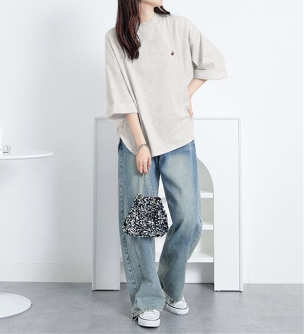 Viola e Viola（ヴィオラ エ ヴィオラ）の「【ビバリーヒルズポロクラブ】ミニ裏毛ロールアップワイドTシャツ（Tシャツ）」｜詳細画像
