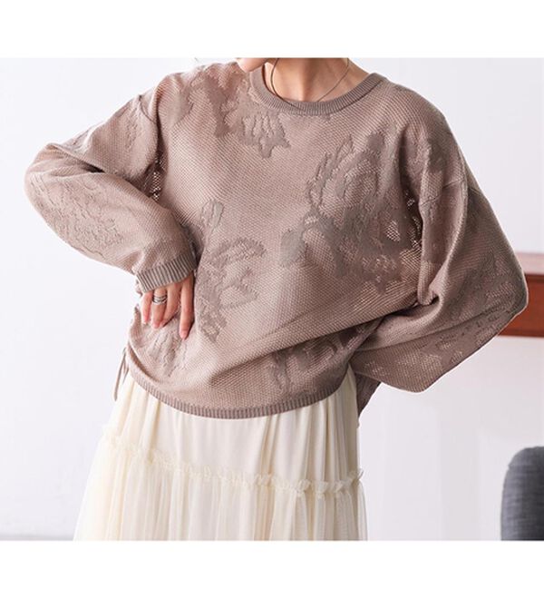 RANAN（ラナン）の「シアーフラワージャカードニットプルオーバー（ニット・セーター）」｜詳細画像