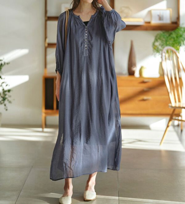 YU'NOW（ユナウ）の「ヒンヤリ冷感！【制菌】ブラ紐隠しのインナーワンピース（スリップ・ペチコート）」｜詳細画像