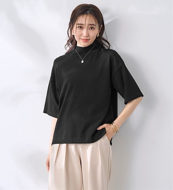 BELLUNA（ベルーナ）の「【選べるデザイン】Ｔシャツが苦手な方に！ひんやり綿混ニットＴ（ニット・セーター）」｜詳細画像