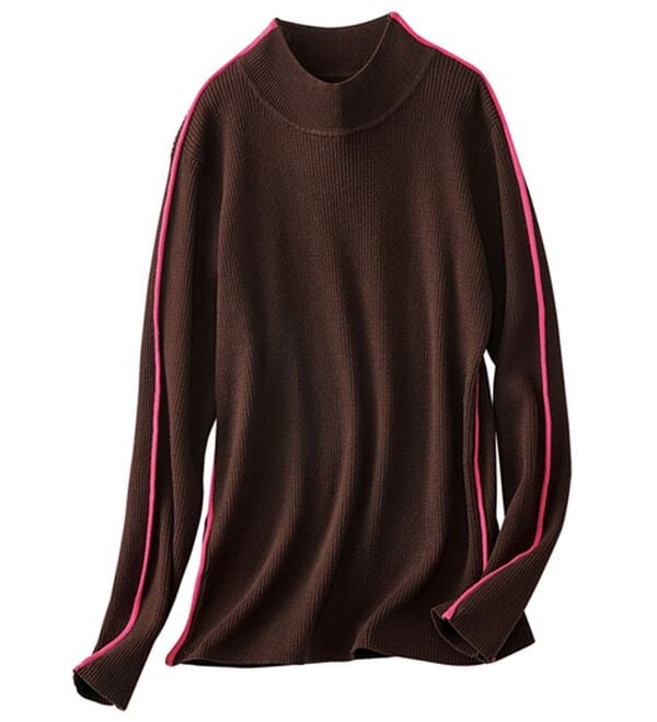 BELLUNA（ベルーナ）の「オーガニックコットン１００％吸湿発熱リブハイネックプルオーバー（ニット・セーター）」｜詳細画像