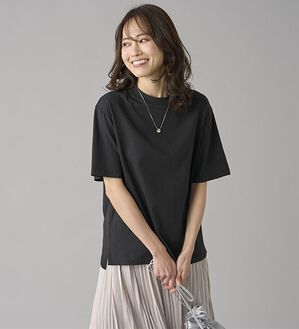 BELLUNA（ベルーナ）の「汗ジミ対策！＜エアリーアイスコットン＞オーバーサイズＴシャツ（Tシャツ）」｜黒