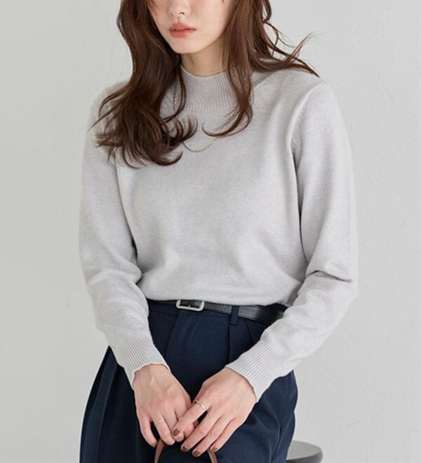 Pierrot（ピエロ）の「【Ｍ～３Ｌ】プレミアムカシミヤタッチハイネックニット（ニット・セーター）」｜詳細画像