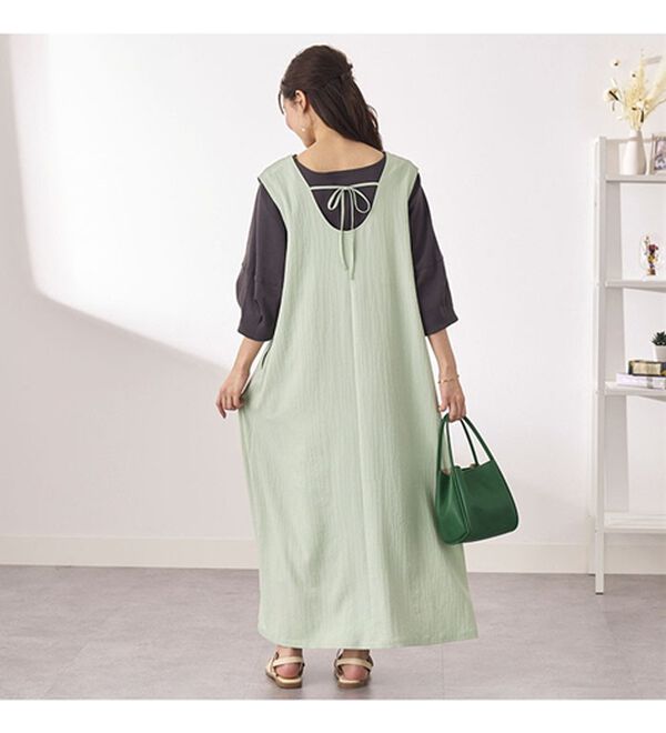 BELLUNA（ベルーナ）の「サラっと素材バックリボンワンピース（その他ワンピース）」｜詳細画像