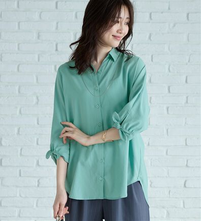 BELLUNA（ベルーナ）の「【吸水速乾】イージーケア！袖リボンシャツチュニック（チュニック）」